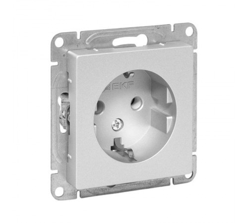 Механизм розетки, 16А, с заземлением, без шторок, алюминий Эпика EKF  UP1-SOA-110  EKF