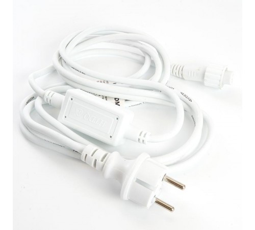 Сетевой шнур для гирлянд 3м, 2*0,5мм2, IP44, белый, DM403  48189  FERON