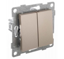 Bravo Выключатель 2кл., СУ , 10А, 250В, шампань  С10В2-027  GUSI Electric