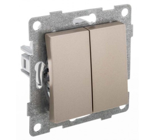 Bravo Выключатель 2кл., СУ , 10А, 250В, шампань  С10В2-027  GUSI Electric