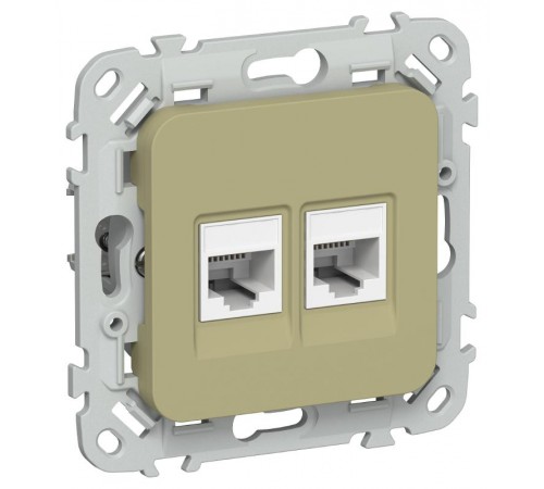 FLITE Розетка 2-ая компьютерная RJ45 кат.5Е UTP РК5е-2-0-ФлО оливковый  FI-K22-1-K26  IEK