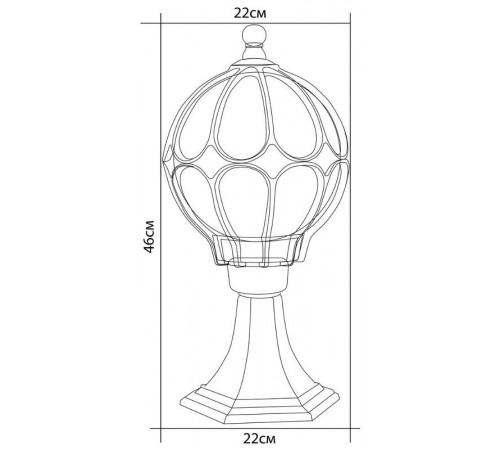Светильник садово-парковый PL3804 60W 230V E27 220*220*460мм черное золото, на постамент  11365  FERON