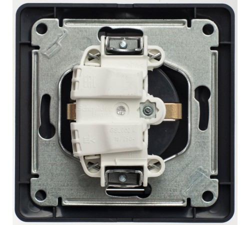 Glossa Шоколад Розетка с заземлением со шторками, 16А (в сборе)  GSL000844  SE