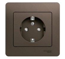 Glossa Шоколад Розетка с заземлением со шторками, 16А (в сборе)  GSL000844  SE