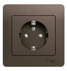 Glossa Шоколад Розетка с заземлением со шторками, 16А (в сборе)  GSL000844  SE