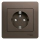 Glossa Шоколад Розетка с заземлением со шторками, 16А (в сборе)  GSL000844  SE