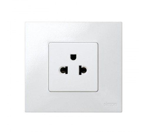 Розетка с заземлением евро-американского стандарта 2Р+Е 16A 250В белого цвета S27  27439-35  Simon