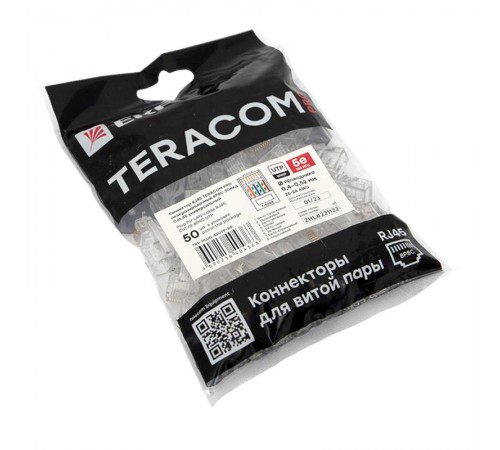 Коннектор RJ-45 TERACOM PRO неэкранированный 8P8C 30мкд Cat.5E универсальный (упак.50шт)  TRP-PLUG-5EUTP-50  EKF