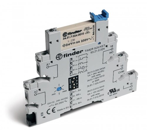 Интерфейсный модуль, твердотельное реле с таймером (мультифункциональные: AI,DI,GI,SW); выход 6A (24В DС); питание 24В АС/DC  382100249024  Finder