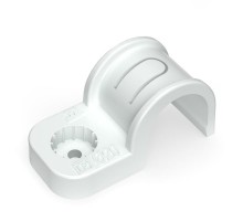 Крепеж-скоба пластиковая односторонняя для прямого монтажа белая в п/э д20 (50шт/600шт уп/кор)  PR13.0377  Промрукав