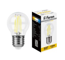 Лампа светодиодная, (15W) 230V E27 2700K прозрачная, LB-515  38252  FERON