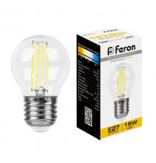 Лампа светодиодная, (15W) 230V E27 2700K прозрачная, LB-515  38252  FERON