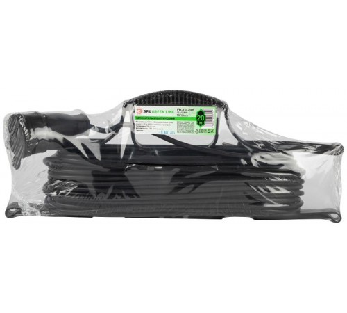 Удлинитель силовой ЭРА GREEN LINE FR-10-20m Greenline на рамке 1 розетка без заземления 20м ПВС 2x1мм2   Б0065147  ЭРА