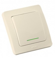 Выключатель скрытой установки, одноклавишный, с индикацией, с самовозвратом, цвет слоновая кость  ВС10-332-01  HEGEL