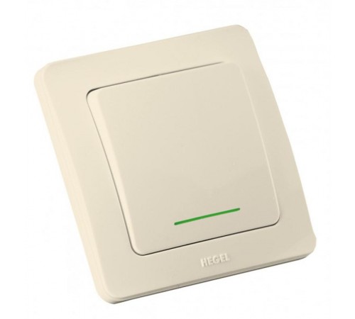 Выключатель скрытой установки, одноклавишный, с индикацией, с самовозвратом, цвет слоновая кость  ВС10-332-01  HEGEL