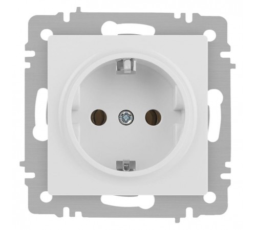 Розетка Intro Accent 6-202-01М 2P+E Schuko, 16А-250В, IP20, СУ, белый матовый  Б0063681  Intro