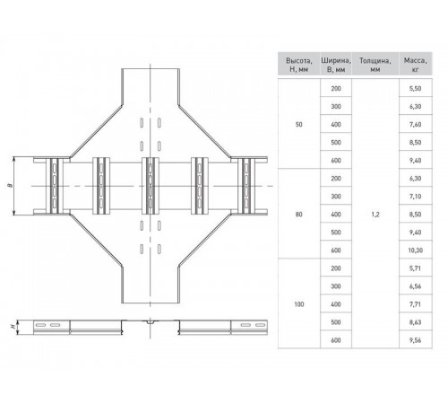Ответвитель крестообразный лестничный 100х200мм HDZ  xlt100200-HDZ  EKF