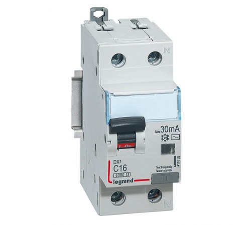 Выключатель автоматический дифференциального тока DX3 1п+N 16А C 30мА тип AC  411002  Legrand