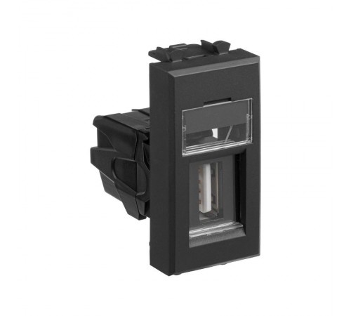 USB 2.0 розетка модульная, тип А-А, "Avanti", "Черный матовый", 1 модуль  4412401  DKC