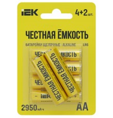 Батарейка щелоч. Alkaline LR6/AA (4+2шт/блистер) ПРОМО  ABT-LR06-OP-L04-02  IEK