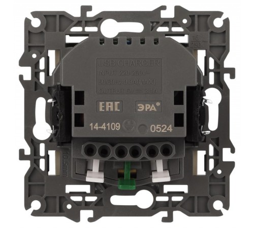 14-4109-02 Розетка без заземления+E 16A-250В, штор. с 2xUSB 5В-3А, Elegance, слоновая кость (10/100/2000  Б0047868  ЭРА
