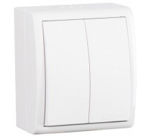 Simon 15 Белый Выключатель 2-кл с подсветкой, IP54, 10А 250В, винт. зажим  1594399-030  Simon