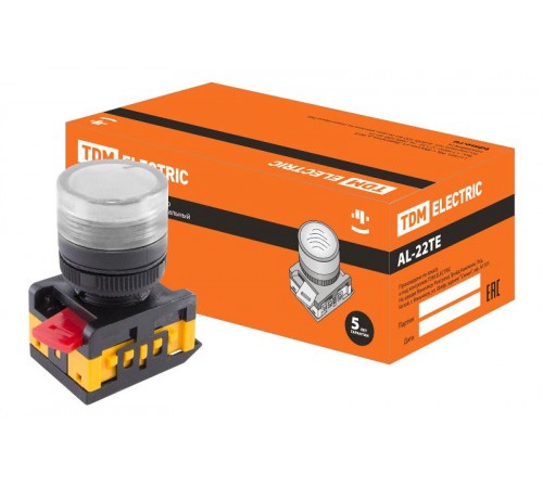 Лампа AL-22TE сигнальная d22мм прозрачн. неон/230В цилиндр   SQ0702-0039  TDM