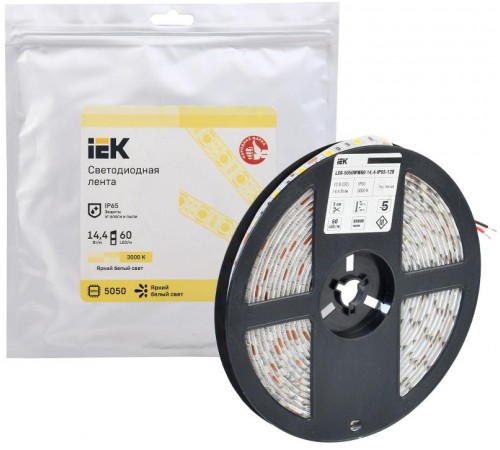 Лента светодиодная 5м LSR-5050WW60-14,4-IP65-12В  LSR2-1-060-65-3-05  IEK