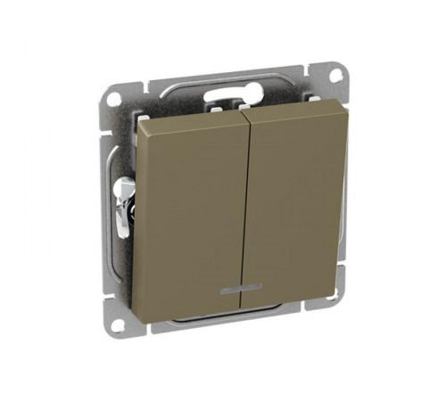 Механизм выключателя, двухклавишный, с подсветкой, шампань Эпика  UP1-SWC-24 EKF