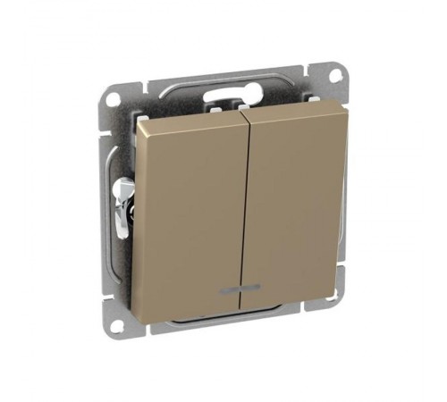 Механизм выключателя, двухклавишный, с подсветкой, шампань Эпика  UP1-SWC-24 EKF