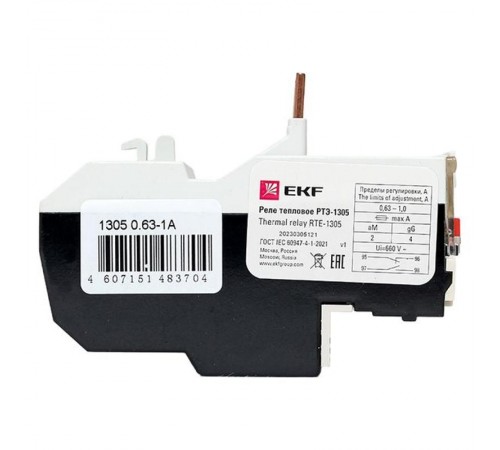 Реле тепловое РТЭ-1305 0,63-1А EKF PROxima  rel-1305-0.63-1  EKF