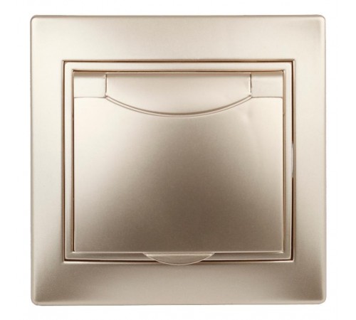 1-203-04 Intro Розетка 2P+E Schuko с крышкой, 16А-250В, IP20, СУ, Plano, шампань  Б0030063  Intro