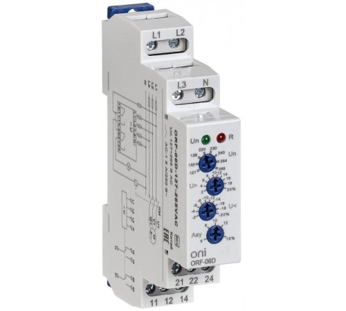 Реле фаз ORF-06D 3ф. 2 конт. 127-265В AC с контр. нейтр.  ORF-06D-127-265VAC  ONI
