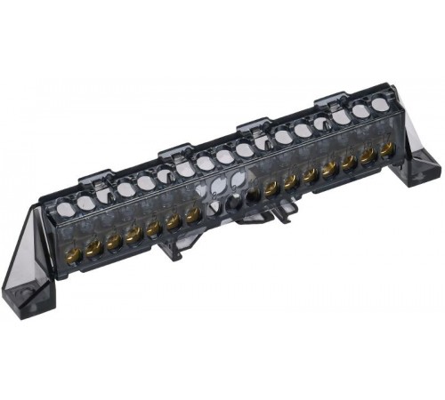 TEKFOR Шина N "ноль" в комбинированном DIN-изоляторе "Стойка" 6х9-(7+7)-Ч  TF-NN10-77-DP-K02  IEK