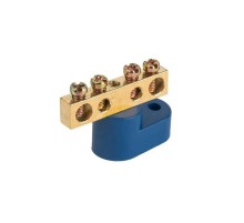 Шина "N" нулевая 6х9мм 4/1 (4 группы/крепеж по центру) с одним угловым изолятором (10 шт/уп)  PR08.28906  Промрукав