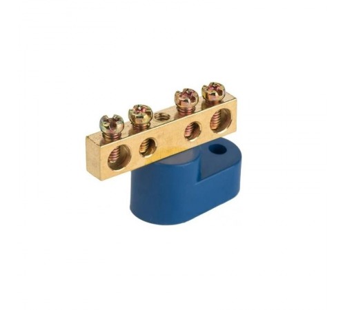 Шина "N" нулевая 6х9мм 4/1 (4 группы/крепеж по центру) с одним угловым изолятором (10 шт/уп)  PR08.28906  Промрукав