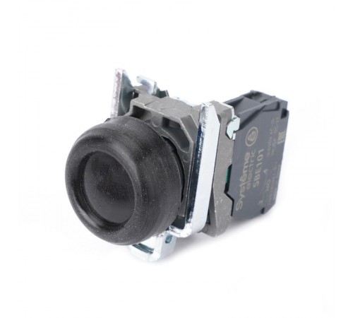 Кнопка SB4 в сборе модульная 22мм выступающая черная с возвратом металл 1НО  SB4BP21  SE