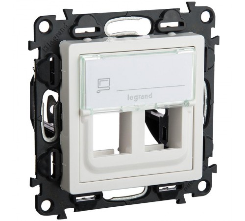 Valena LIFE Белый Адаптер для разьемов Keystone 2-ой (с лицевой панелью)  755390  Legrand