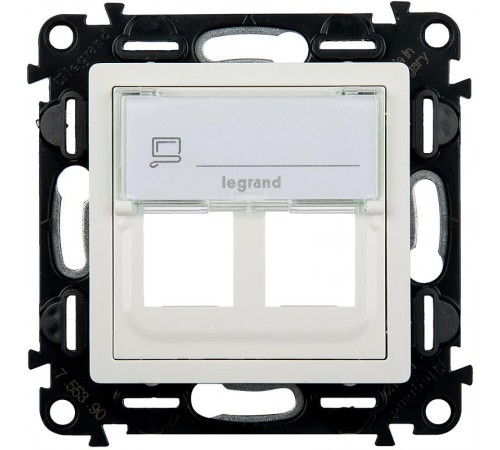 Valena LIFE Белый Адаптер для разьемов Keystone 2-ой (с лицевой панелью)  755390  Legrand