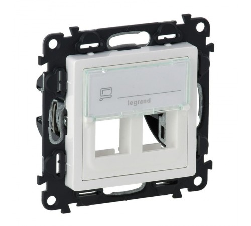 Valena LIFE Белый Адаптер для разьемов Keystone 2-ой (с лицевой панелью)  755390  Legrand