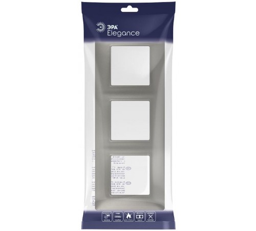 Рамка для розеток и выключателей Elegance 14-5003-16 на 3 поста, титан  Б0065817  ЭРА