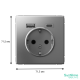 ArtGallery Сталь Розетка 16А с 2 USB A+C, 5В/2,4А/3,0А, 2х5В/1,5А, механизм  GAL000932  SE