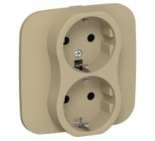 FLITE Розетка 2-ая с заземлением без шторок 16А РС12-0-А-ФлХ хаки  FI-R21A-16-K59  IEK