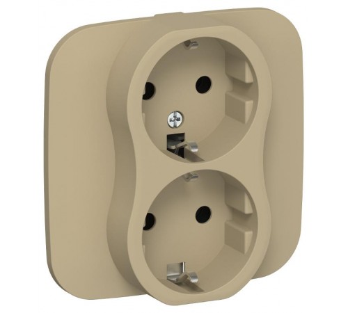FLITE Розетка 2-ая с заземлением без шторок 16А РС12-0-А-ФлХ хаки  FI-R21A-16-K59  IEK