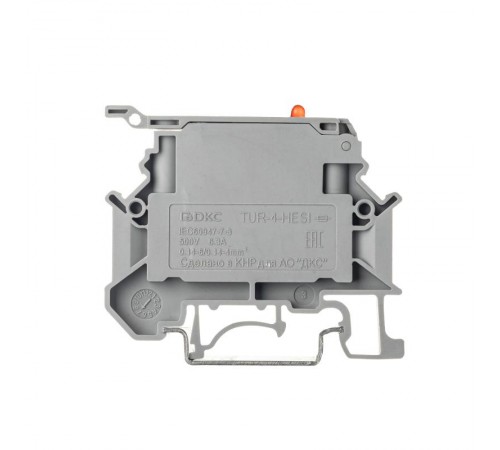 Клемма для предохранителя винтовой зажим 2 точки подключения индикация 24В 4кв.мм серая  TUR-4-HESILED24  DKC