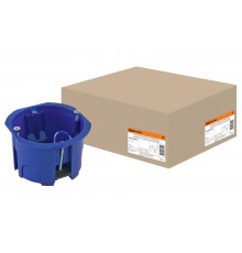 Коробка установочная 65х45 с саморезами, пластиковые лапки, синяя (для полых стен)  SQ1403-8022  TDM