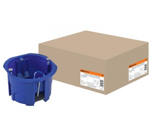 Коробка установочная 65х45 с саморезами, пластиковые лапки, синяя (для полых стен)  SQ1403-8022  TDM