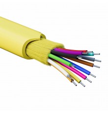 Кабель волоконно-оптический, распределительный, арамидные упрочняющиенити, для внутренней прокладки, нг(А)-HF, 12 ОВ, категорияOS2 (G.652.D)плотный бу