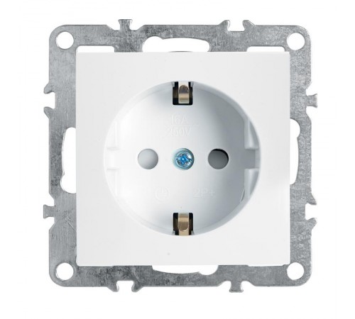 PST16-9110-01 Розетка 1-местная с/з (механизм), 250В, 16А, серия Эрна, белый  39317  STEKKER