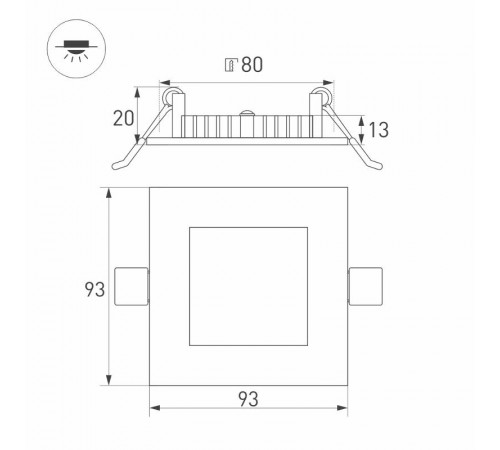 Светильник DL-93x93M-5W Warm White  020123  Arlight